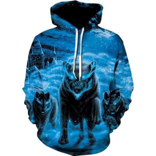 2021 new blue Wolf 3D All over Printed Unisex Autumn long-sleeve for Men Streetwear Hoody Funny stylish Hoodies Brand plus size