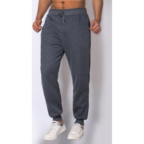 2021 new fashion spring and autumn casual elastic waist mens trousers jogging sweatpants solid color black casual gym fitness e