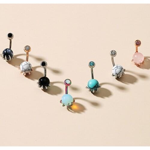 2021 new skull grip ball drill bit multi-color optional turquoise green acrylic ball belly button nail