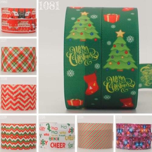 New 50 yards lucky merry christmas decoration printed grosgrain ribbons free shipping 005