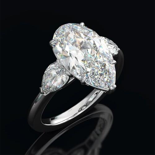 New Luxury Silver Color Inlaid Water Droplets Pear-Shaped Zircon Crystal Ring For Women Bride Gift Wedding Jewelry Free Shipping