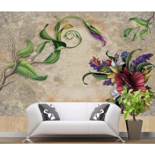Beibehang Custom wallpaper European retro vintage hand painted floral vintage art wall living room bedroom tv mural 3d wallpaper