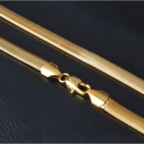 Wholesale gold color 6mm Herringbone / snake CHAIN Necklace 50cm Free shipping,fashion mens necklace JEWELRY