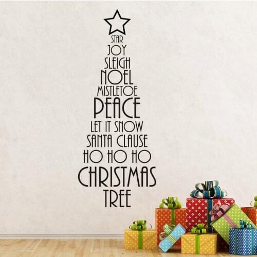 Christmas Tree Vinyl Wall Sticker Home Decoration Merry Christmas Lettering Wall Decal Vinyl Window Stickers Gift AZ199