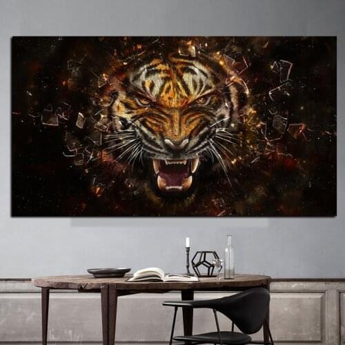 Pop Art HD Print 3D Angle Tiger Animals Oil Painting on Canvas Modern Wall Picture for Living Room Poster Sofa Cudros Decoration
