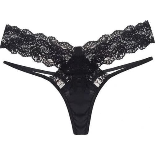 Sexy Ladies Bandage Hollow Out Lace Thong Panties Lingerie T Back Lingerie Soft Comfortable Bowknot Underwear Gift