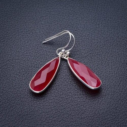 StarGems Natural Chalcedony Handmade 925 Sterling Silver Earrings 1.5" E1352
