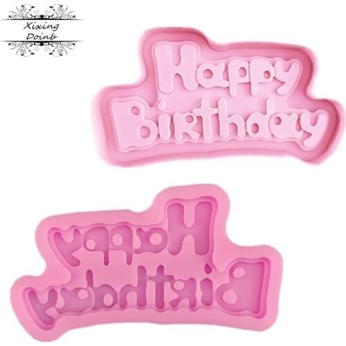 1Pcs Happy birthday Sugarcraft Silicone Mold Letter form Chocolate Fondant Cake Decorating Tools resin molds