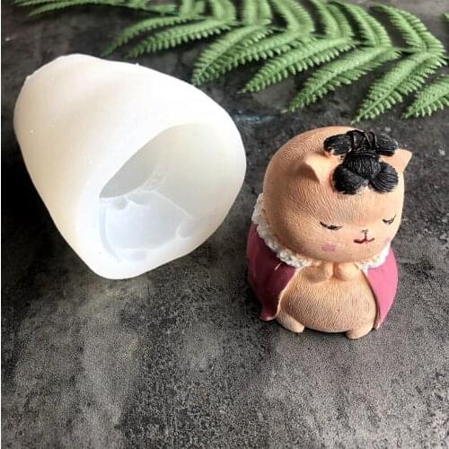 Cat Rabbit Head Silicone Mold Epoxy Resin DIY Candle Aromatherapy Plaster Mold 3D Rabbit Head Ornament Modeling Silicone Mold
