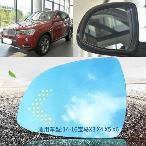 Blue mirror For BMW X3 X4 Rearview Mirror Glare Proof Blue Glass Mirror Turn Signal Heated turn single lamp