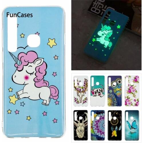 Luminous Case on sFor Coque Samsung Galaxy A9 2018 A920 Case Owl Unicorn Cartoon Fundas For Samsung A9 2018 Soft Silicone Cover
