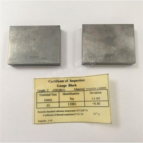 Hard Alloy Tungsten Carbide gauge block 45mm Grade 2