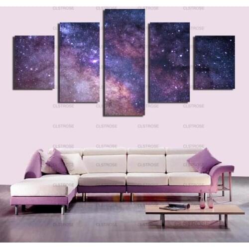 Home Wall Decoration Painting Purple Outer Space Scenery Poster Decoration for Bedroom Living Room Canvas Painting Hd Print