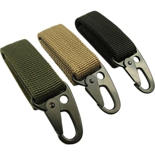 Outdoor Camping Military Tactical Nylon Belt Metal Hanging Carabiner Backpack Hook Clasp Survival Gear Keychain Outdoor Tools