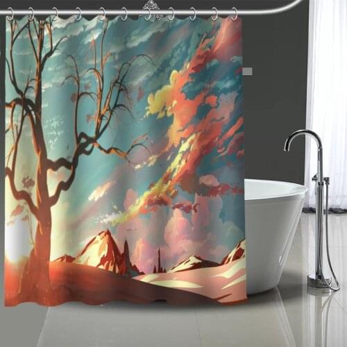 New arrival Custom Artistic scenery Shower Curtain Modern Fabric Bath Curtains Home Decor Curtains With hook More Size