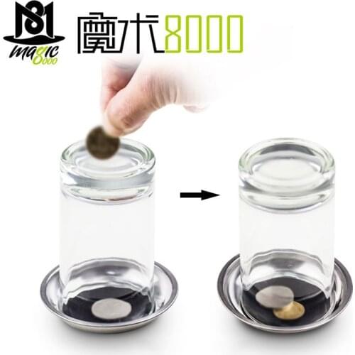 1 Pieces Coin Penetration Magic Tricks Quality Stretch Coins Thru Glass Cup Bottom Into Cup Black Hole Magic Props Illusion
