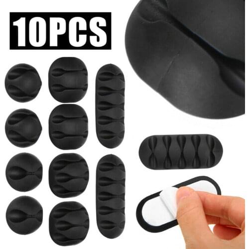 10Pcs Cable Drop Clip Desk Wire Tidy Organiser Cord Lead USB Charge Holder Fixer For Home Office Secure Table Management