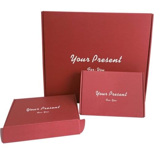 10Pcs Red Corrugated Paper Box your present for you Gift Boxes Kraft Packaging Carton Cardboard Express Box Mailers 20x14x4cm