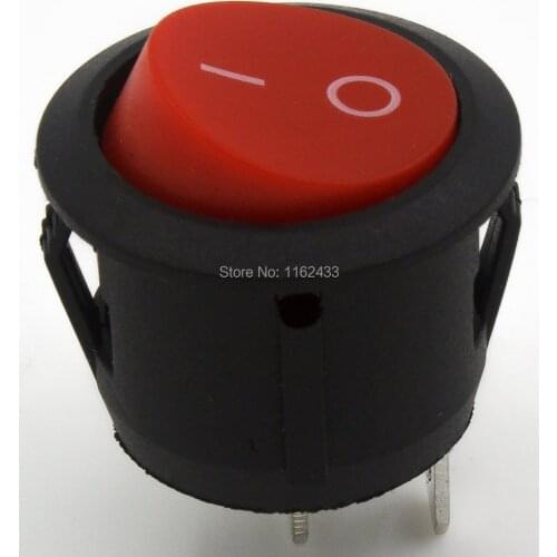10pcs / lot KCD1-101-5 perforate diameter 20 mm 2 pin ON - OFF round rocker switch red black transparent red white KCD1-105