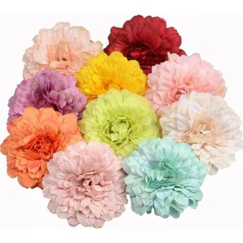 100PCS 7cm Artificial Chrysanthemum Silk Flower Head For Home Wedding Party Decoration Wreath Scrapbooking Cheap Fake Flowers