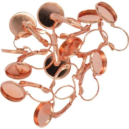 12pcs Round Leverback French Earring Wire Hook Empty Setting DIY Making Crafts
