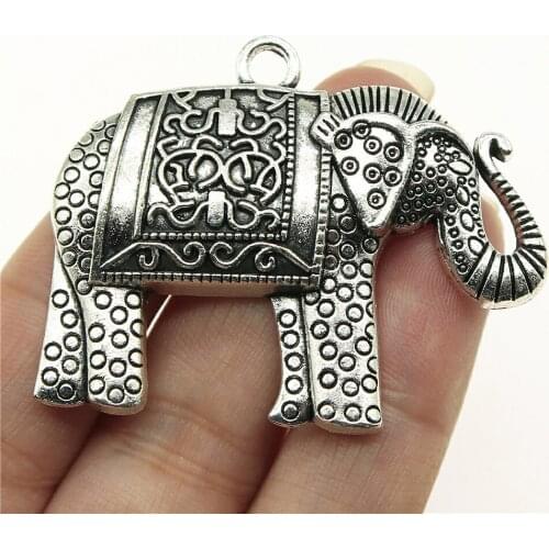 2pcs 38x48mm 2 Colors Antique Bronze Big Elephant Pendant Big Lucky Elephant Charm Big Elephant Charm