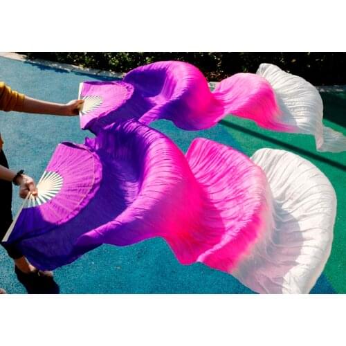 2016 female high quality Chinese silk veils dance fans Pair of belly dancing fans cheap hot sale purple+rose+white