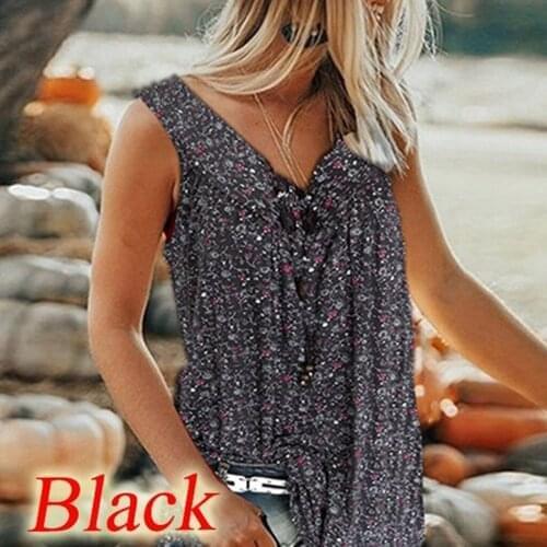 2021 Fashion Womens Blouses Summer Tops Casual Blouse Loose Floral Print V Neck Sleeveless Shirts Blusas Plus Size 7xl