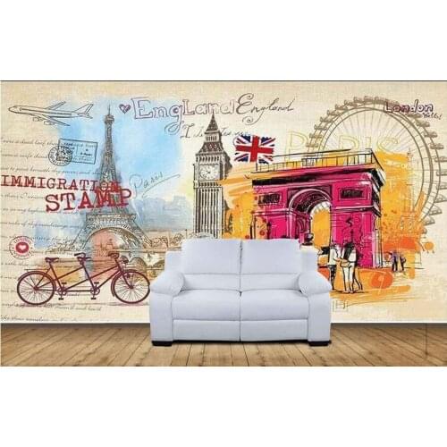 3d wallpaper custom photo mural Paris London modern graffiti painting 3d wall murals wallpaper for living room home decor