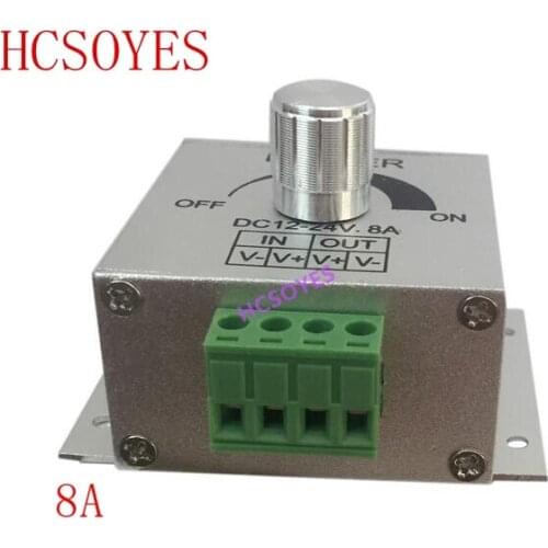 8A LED Strip Dimmer Aluminum DC12-24V PWM Dimming Controller for LED Lights Lamps or Ribbon Adjustable Control W-6012