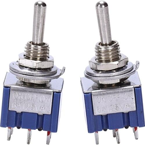 AC 125V 6A 6 Pin Spdt On/Off/On 3-Way Mini Toggle Switch For Electric Guitar Parts, Blue (Pack Of 2)