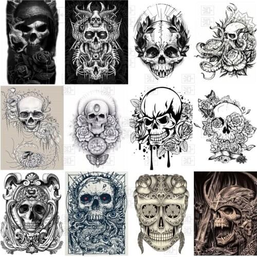 5D Diamond Painting Skull Full Drill Rhinestone Picture Diamond Embroidery Horror Halloween Cross Stitch Skeleton Handmade Gift