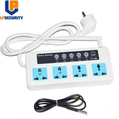 SC4 GSM SMS Wireless 4 Outlets Smart Switch Power Plug socket module controller y temperature sensor optional 10A