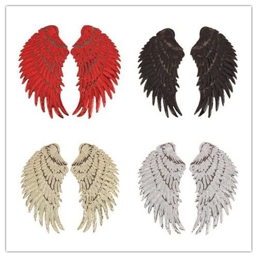 Big Size Sequins Angel Wings Sew Or Iron Patch DIY Embroidered Applique Bling Wings for Decoration Clothing Accessory Stickers