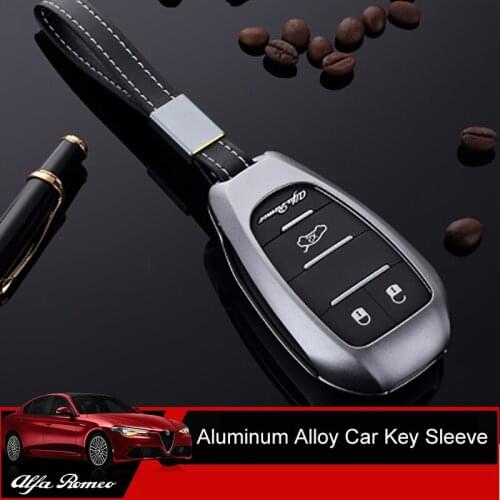 TAJIAN Aluminum Alloy Car Key Case Cover Shell Holder Smart Key Case Fob Car Styling Accessories For Alfa Romeo Giulia Stelvio