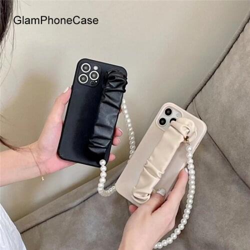 GlamPhoneCase Pearl wristband bracelet Phone Case For iPhone12Pro/max 11Pro/Max XS Max XR Soft Silicone Cover For iPhone11 7 8P