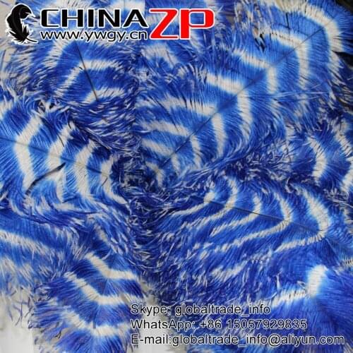 CHINAZP Factory 70-75cm (28"-30") Wholesale 50pcs/lot Dyed Royal Blue and White Top Quality Striped Ostrich Feather
