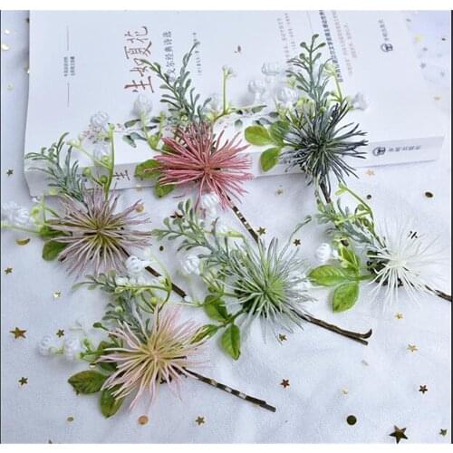 Flower Grass Hair Clip Girls Accessories Flower Hairclips Women wedding photograph Plants Hairpins B1020