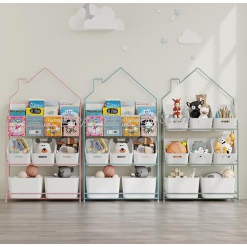 Childrens Bookshelf Toy Storage Rack Baby Racks Painted Book Cabinets Tidy Storage Boxes Simple Storage Cabinets