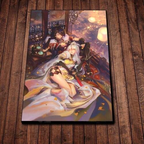 Genshin impact Game poster ningguang Game girl home decor hd painting wall painting bedroom anime Study Bedroom Bar Cafe Wal