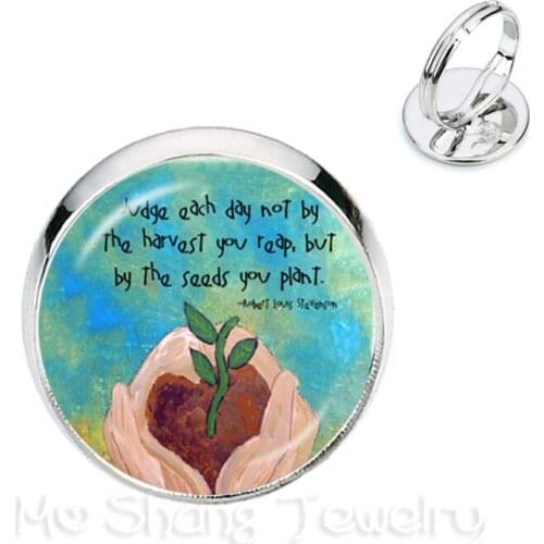 Thank You Teacher Rings 16mm Glass Cabochon Merci Maitresse Glass Dome Handmade Jewlery Rings For Gratitude Gift