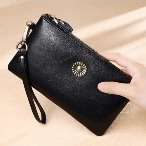 Women Genuine Leather Slim Wallets Long Fashion Cards Holder Clutch Purse Female Solid Wallet Designer Coin Purse Phone Bags