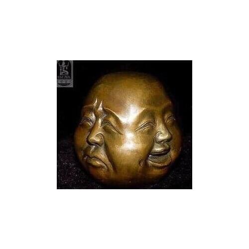 Fast shipping Beautiful Rare chinese tibet brass 4 faces buddha head statue