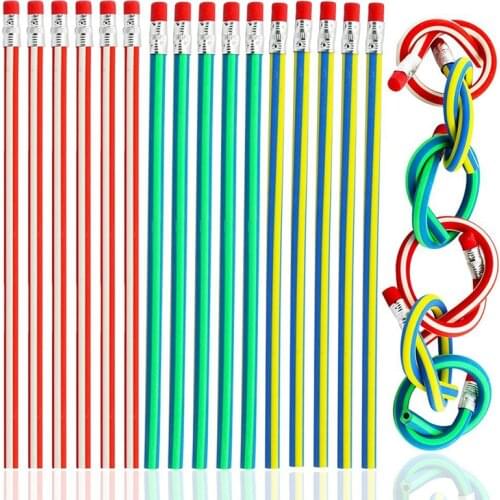 Colorful Flexible Soft Pencil With Eraser Student Pen Kawaii School Stationery Office Writing Supplies Kid Gift
