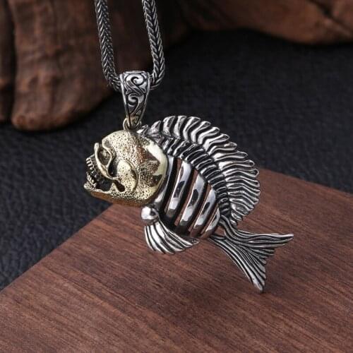 Wholesale S925 Sterling Silver Trend Piranha Pendant Fashion Men And Women Fashion Retro Thai Silver Small Pendant