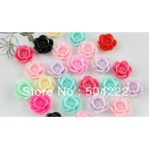 Set of 100pcs lovely rose flower resin Cabochons 19mm hair accessory supply DIY handicraft SZ0040