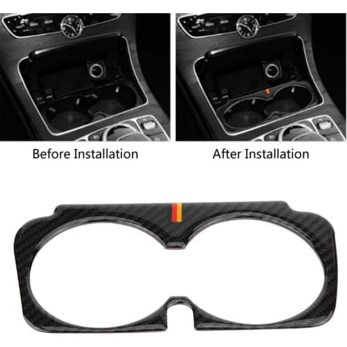 Carbon Fiber Car Cup Holder Frame Trim Sticker for Mercedes Benz C Class W205 C180 C300 GLC