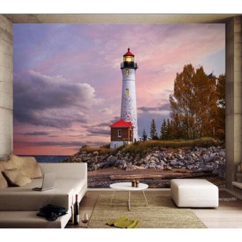 Papel de parede American coast lighthouse landscape 3d wallpaper mural,living room bedroom wall papers home decor