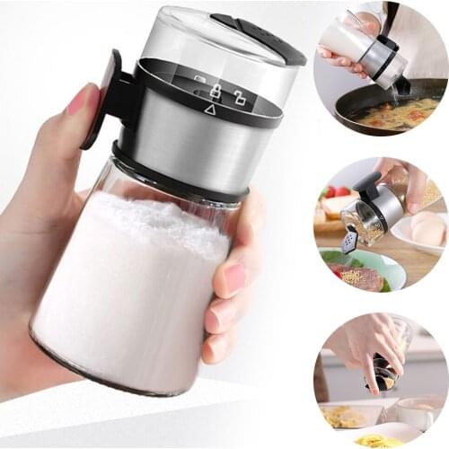 Push-type Salt Control Bottle Quantitative Salt Shaker Seasoning Jar Household Salt Spreader Kitchen Glass Limit Salt Shaker 5g
