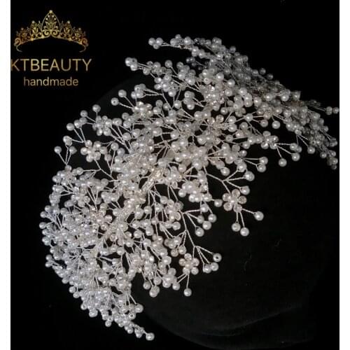 New Luxury Crystal White Pearl Crown Tiara Bigger Custom Made Rhinestones Royal Queen Princess Pageant Party Crown Bridesmaids
